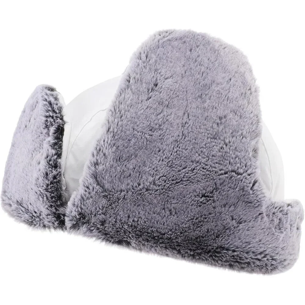 Men's White Trapper Hat Faux Fur Trooper Hunting Cap with Face Mask